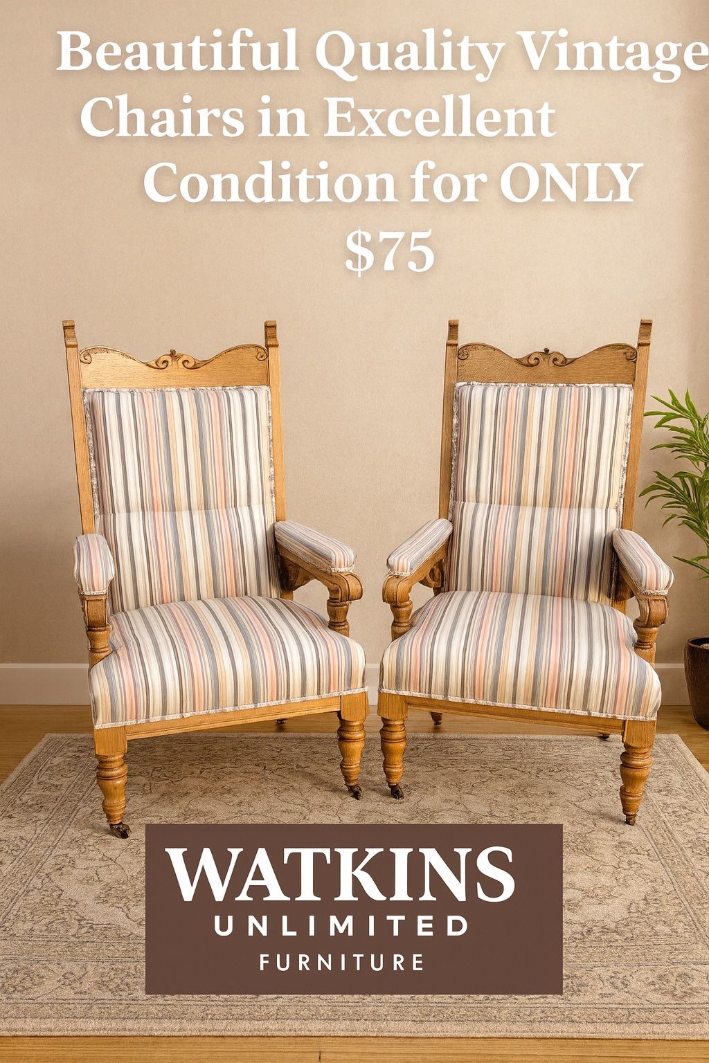 πBig Beautiful Quality Vintage Chairs πͺβ Excellent Condition! FREE DELIVERY π These two stunning vintage-style chairs are preowned but in excelle