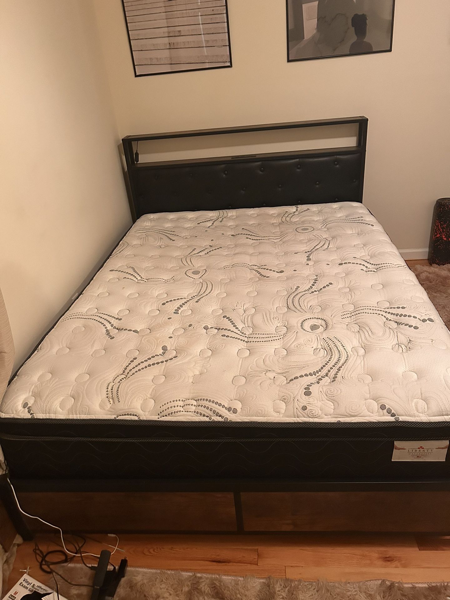 Queen Size Bed Bed Frame With Storage + Color Changing Lights