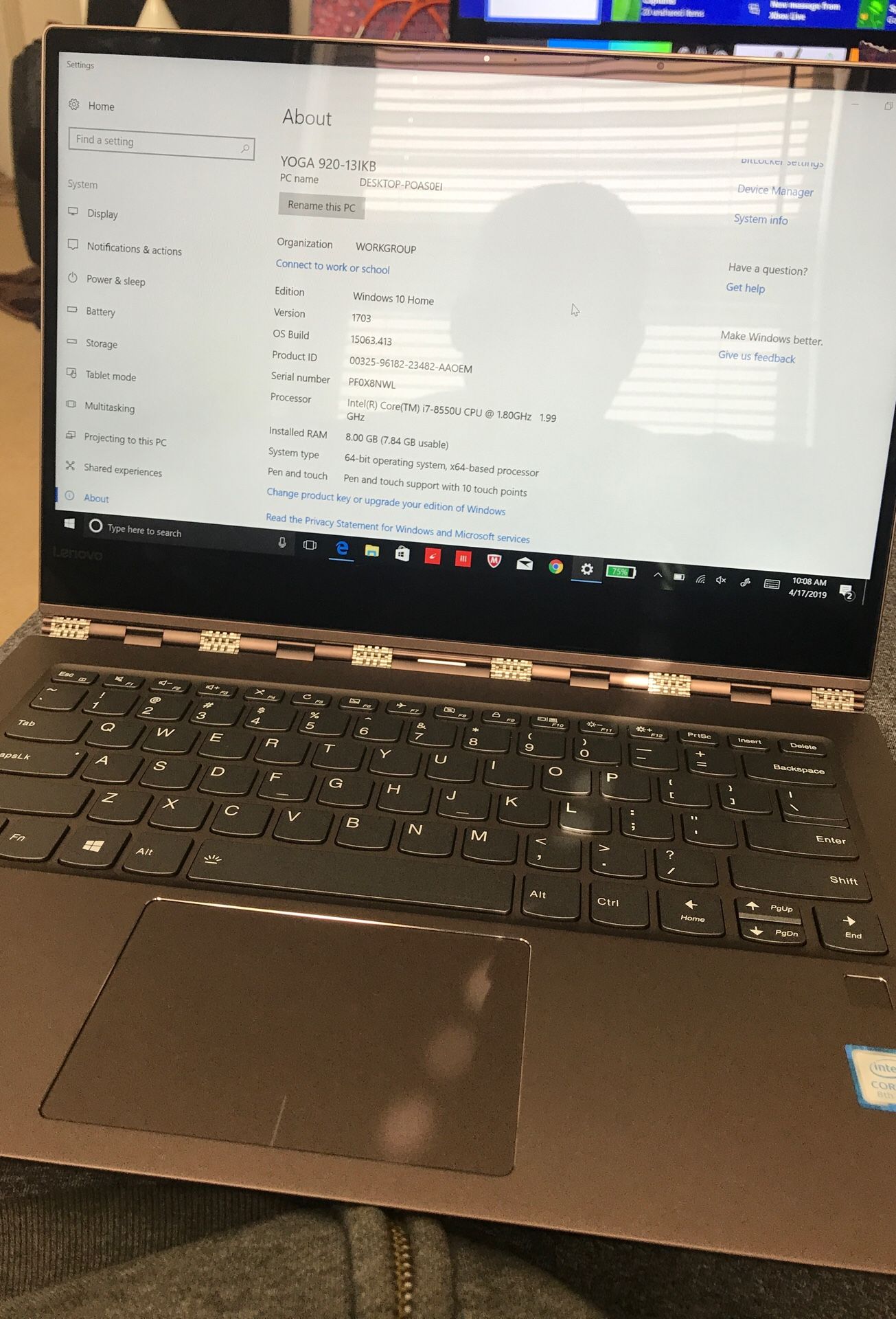 Lenovo yoga 930 laptop i7 8gb 256gb ssd