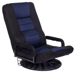 360-degree rotating gaming chair with armrests, 5-position foldable and adjustable backrest.