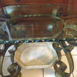 End Table Metal Glass Top