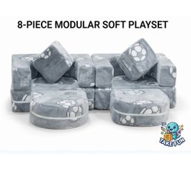 TF 8-Piece Modular Kids Play Couch Sofa - Glow-in-the-Dark Soccer Ball Pattern