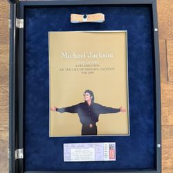 RARE Framed Michael Jackson Memorial Service Program, Ticket, & Wristband
