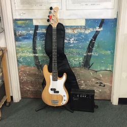 Bass Guitar & Amp Package Includes Case Cable and Strap