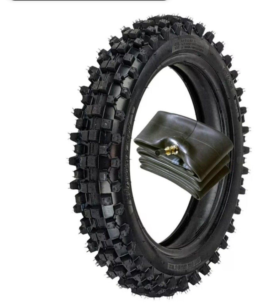 Set of front and rear 80/100-12 mic 41m and 60/100-14 Tires with Inner Tubes for Off Road Motocross