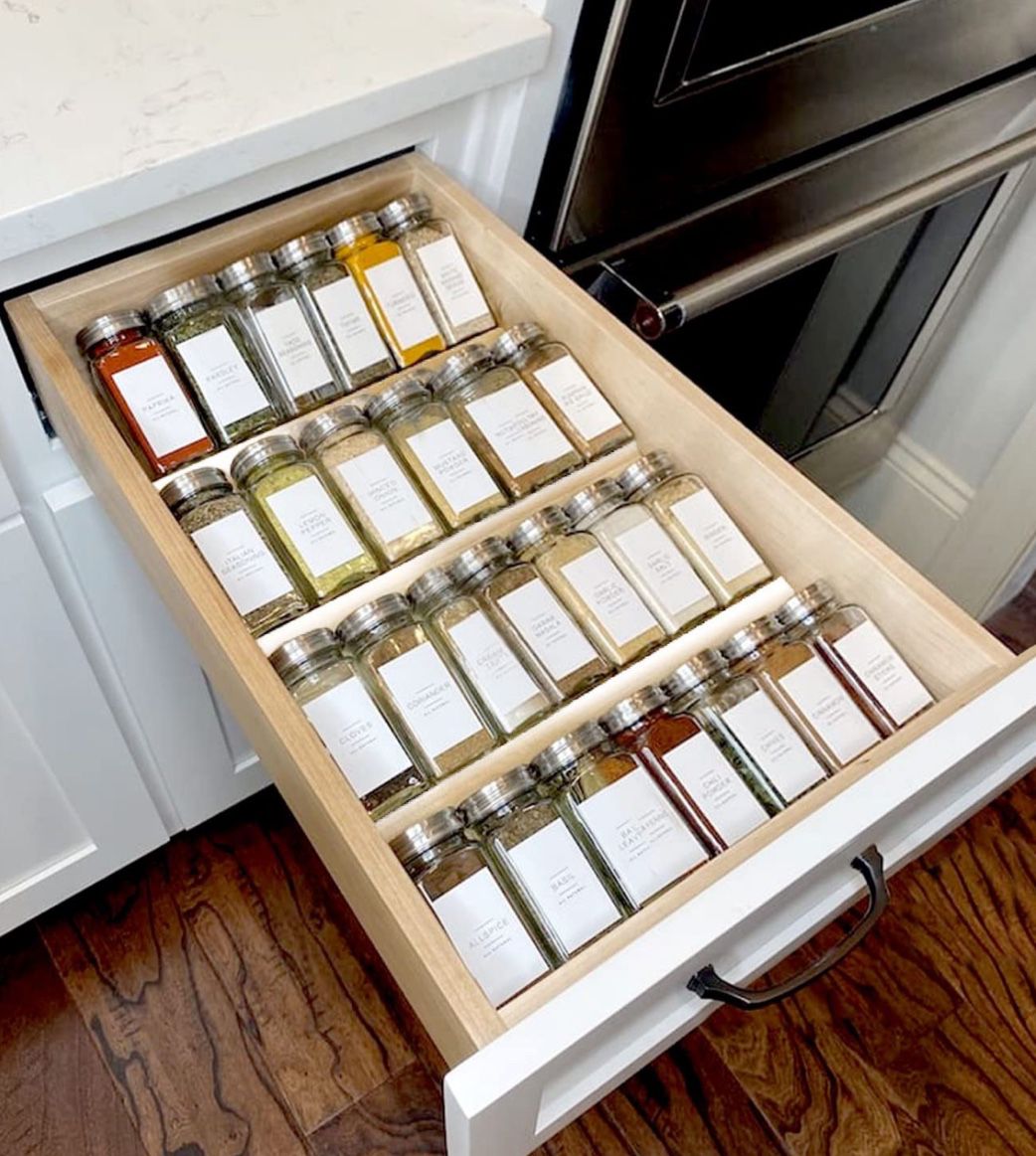 Clear Acrylic Spice Drawer Organizer, 4 Tier Seasoning Jars Drawers Insert, Kitchen Spice Rac