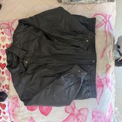 Vintage leather world by lucky leather Jacket Lined Bomber Motorcycle