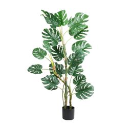 Fake Monstera Deliciosa Plants Tree 4.5ft Tall, Artificial Swiss Cheese Plant with Different Turtle