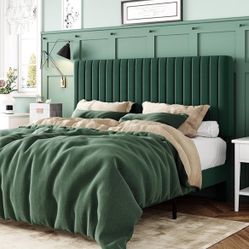 Emerald Green Velvet Queen Bed Frame