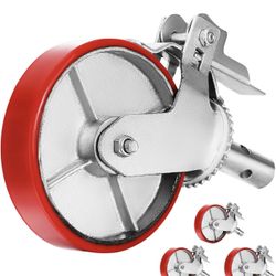 VEVOR Scaffolding Wheels Set, Heavy Duty 4-Pack 8" Scaffolding Casters, with 4400 Lbs Per Set and Locking Stem Casters with Brake, Polyurethane Replac