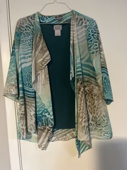 JM Collection Women’s Cardigan With Teal Shell 