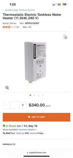 EEmax Thermostatic Electric Tankless Heater