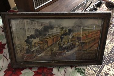 Currier & Ives vintage train print 9 x 16