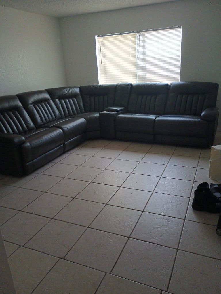 Black Leather Sectional