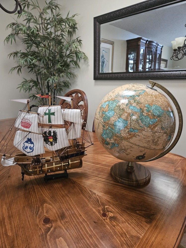 Pirate Ship And World Globe