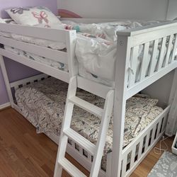 Max & Lily Twin Over Twin Low Bunk With Guardrails White