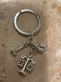 New Silver Law Charm Keychain