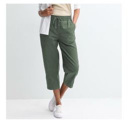 Green Cropped Drawstring Capris NEW Large fit