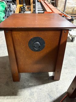 Pair of  Wood Nightstands/Side Tables with Metal Hardware.