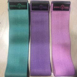 Mandrill Bands Fabric Exercise Resistance Set/3 Light Medium Heavy booty bands for hips, legs, thigh