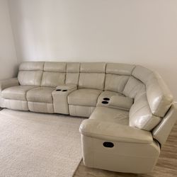 Real Leather White Sectional Couch in Great Condition