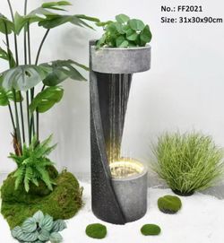 2021 Showering Spiral Electric Water Fountain with LED Light 
Polyresin Construction - Electric Submersible Pump  For Garden, Patio or Yard