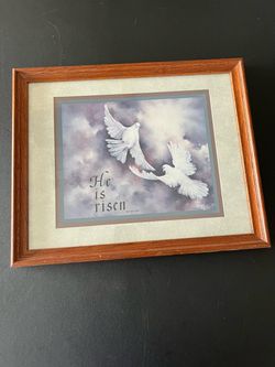 He Is Risen Framed Wall Art with Doves