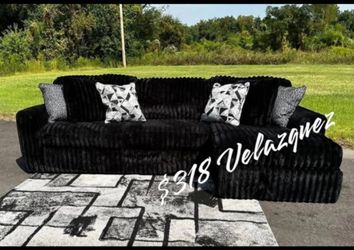 ✅️✅️2 pc black fur like wide welt corduroy sectional sofa with chaise✅️✅️✅️