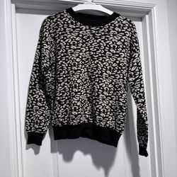 Premise Cream & Black Leopard Knit Sweater Size M
