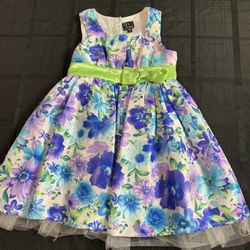 Pink Violet girls size 5 blue and purple floral spring Easter dress