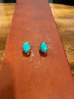 Vintage Turquoise Oval Cabochon Stud Earrings