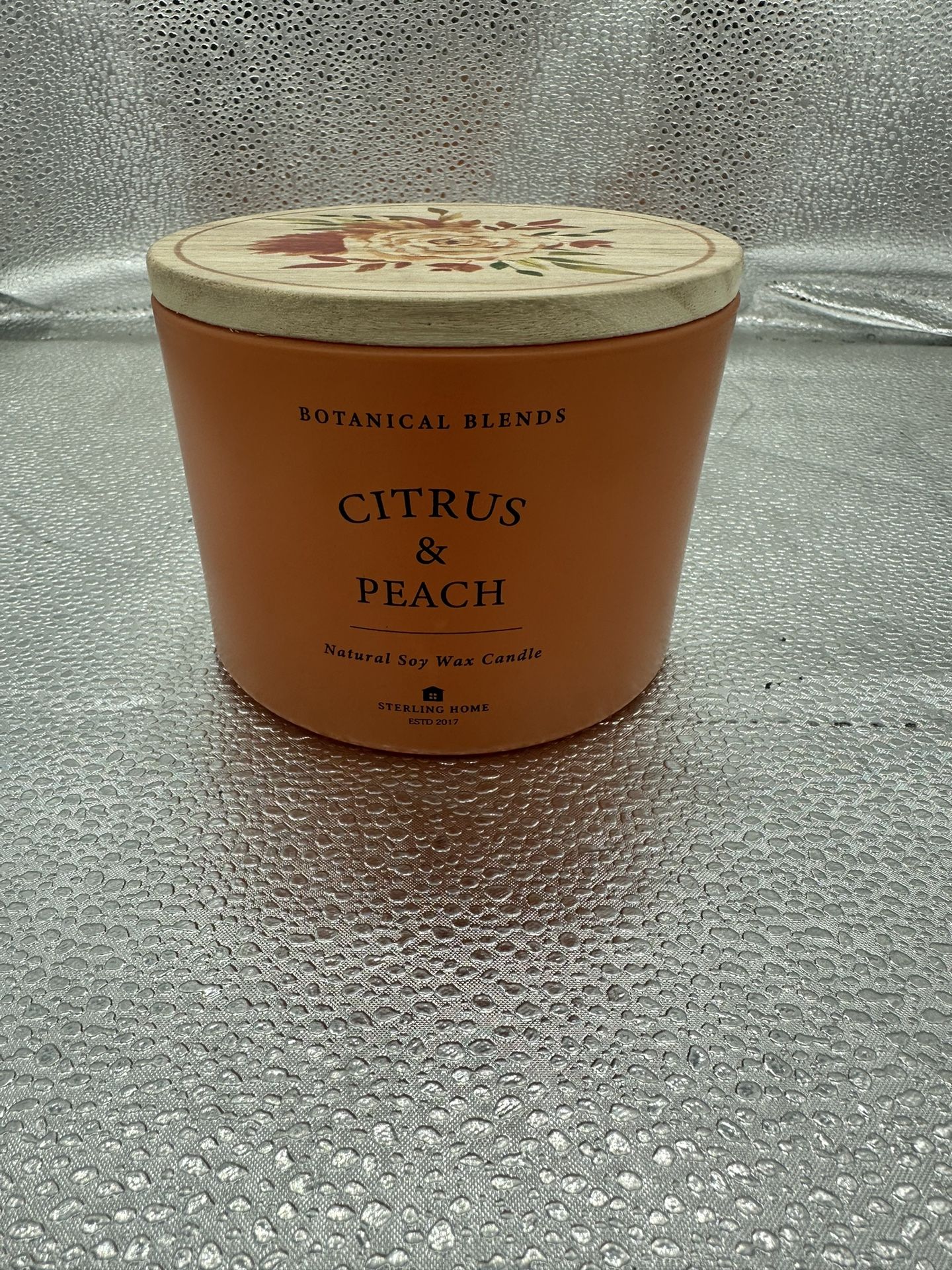 NEW Botanical Blends Citrus And Peach Natural Soy Wax Candle