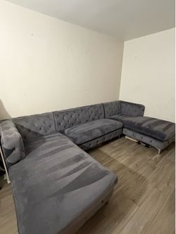 Gray Velvet Symmetrical Couch