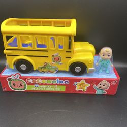 COCOMELON Yellow JJ School Bus with Sound, 10” Feature Vehicle with 3” JJ Figure