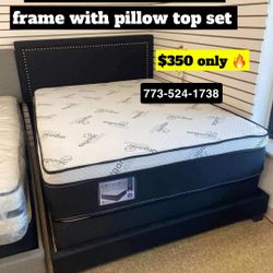 Queen Size Package Deal Headboard Frame With Pillow Top Mattress And Box Spring $350 Only 