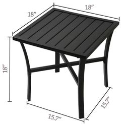 Outdoor Steel Side Table End Table for Patio, Backyard, Pool, Indoor Companion, Easy Maintenance and Weather Resistant, Black