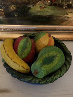 Beautiful ceramic fruits and bowl