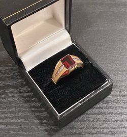 10K Solid Gold Ruby Ring Size 12