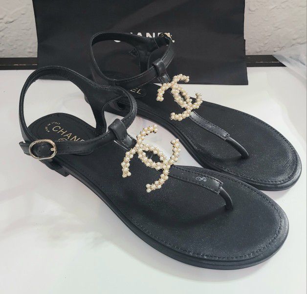 Black Women's Strappy Sandals Shoes Size Eu 38 7 7.5US New Gift