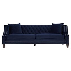 Navy Blue velvet sofa -Z gallerie