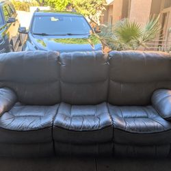 Gray Leather Reclining Couch 