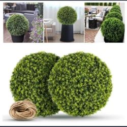 0444: NEW 2 Packs 20.5in Large Cedar Topiary Balls, Artificial Plant Topiary Balls for The Front Door, Artificial Cypress Boxwood Balls for Outdoor De