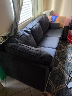 Dark Gray Fabric 3-Seat Sofa