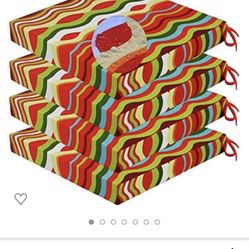Patio Seat Cushions 17x17x2inOutdoor Chair Pads All Weather Chair Cushion Thickened Sponge Filling Cushions for Garden Chairs Set of 4 Colorful stripe