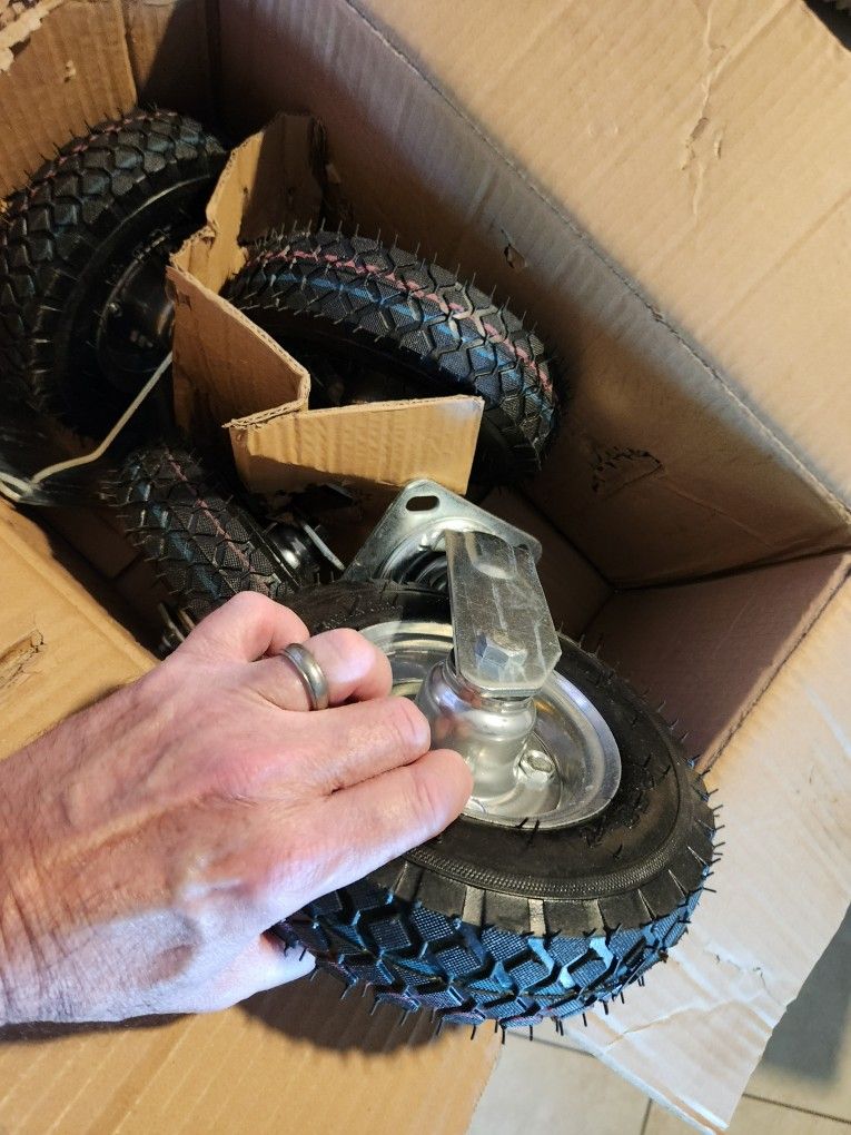 Heavy Duty  8" Warehouse  Pneumatic Casters Wheels New In Box