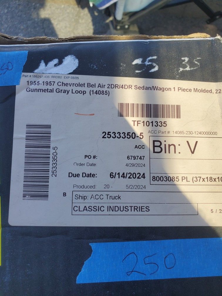 57 Belair Carpet Kit 2dr Or Wagon As New Grey Medium Color 