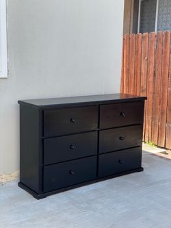 Solid Wood Black 6 Drawer Dresser