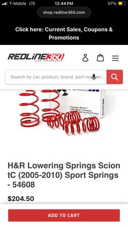 Scion Tc Lowering Springs H&R 2005-2010
