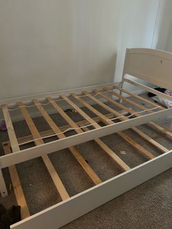 White Wood Bed Frame with Slats