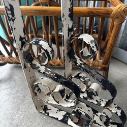 Vintage White Cast Iron Shelf Brackets - Heavy Cast Iron Bracket - Farmhouse Cottage